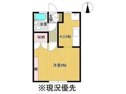 シャトレ虎丸(1K/1階)の間取り写真