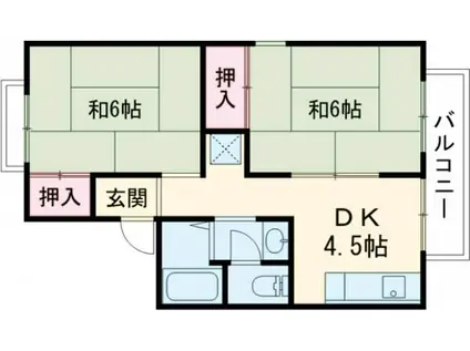 レーヴ・ボワ(2DK/1階)の間取り写真