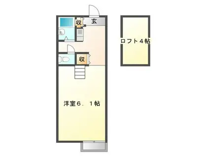 レオパレス永康(1K/1階)の間取り写真