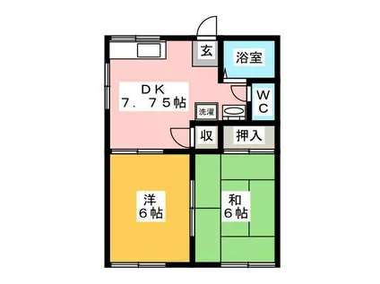 元町みのりハイム(2DK/1階)の間取り写真