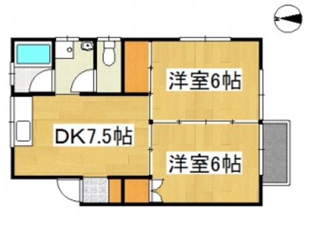 花の街ハイツ C棟(2DK/1階)の間取り写真
