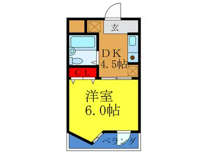 KIYOTAビル(1DK/1階)の間取り写真