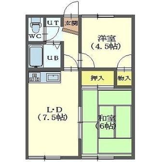 メゾン山の手(2DK/2階)の間取り写真