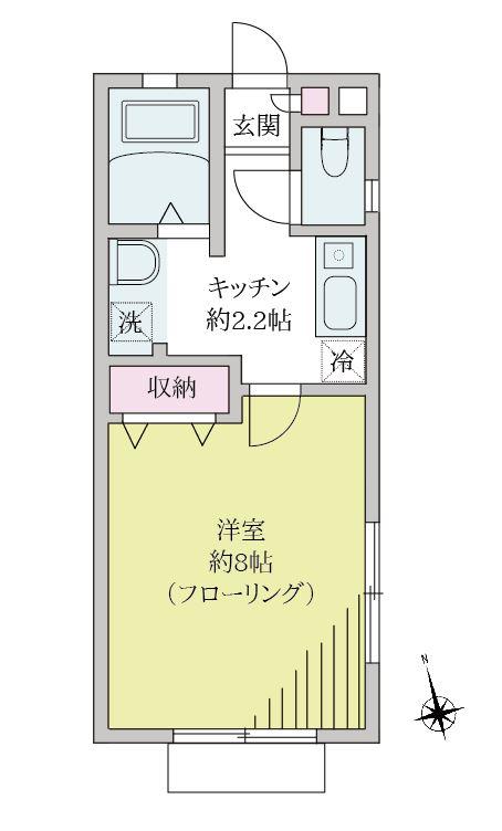 BELL WOOD(1K/1階)の間取り写真