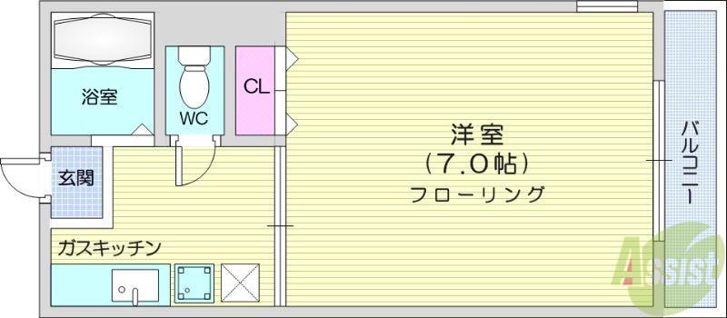 パルハウス北山(1K/1階)の間取り写真