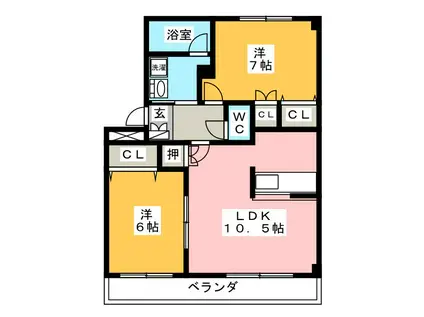 プロニティAOKI(2LDK/1階)の間取り写真
