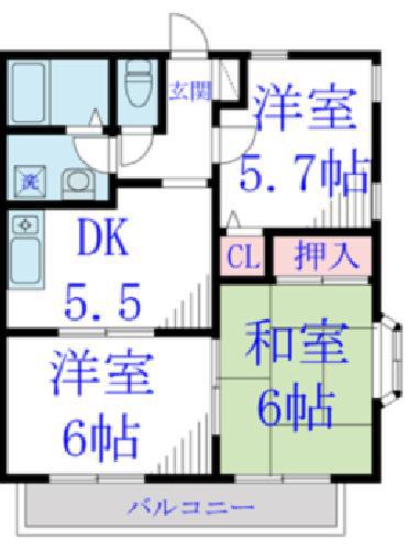 すみれハイツ(3DK/1階)の間取り写真