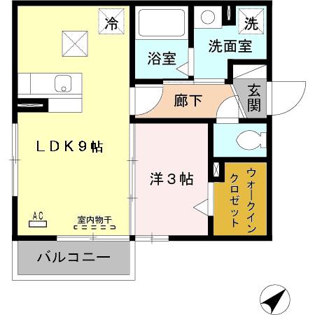 エトワール久原(1LDK/1階)の間取り写真