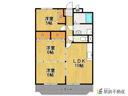 グラース蔵上参番館(3LDK/2階)の間取り写真