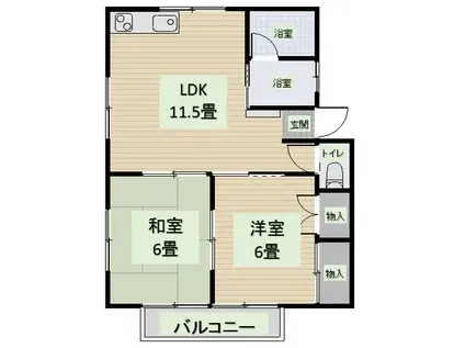 コスモスハイツI(2DK/2階)の間取り写真