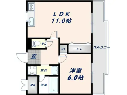パラドール永和(1LDK/7階)の間取り写真