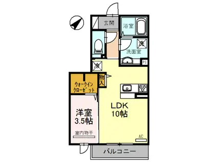 ソレアード土師ノ里Ⅱ(1LDK/1階)の間取り写真