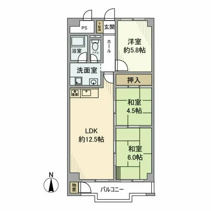 東建座間ハイツ1号棟 9階階 間取り