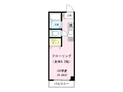 アトラクティヴオマタIII(ワンルーム/1階)の間取り写真