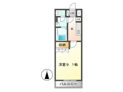 ファーストヒルズ(1K/1階)の間取り写真