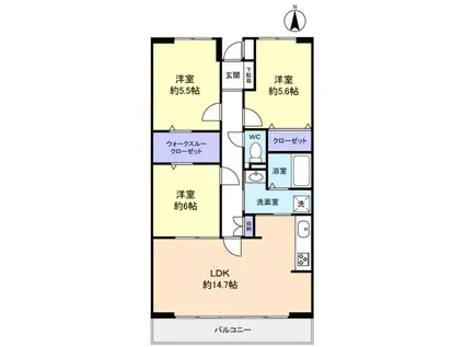 ルーチェ緑が丘B(3LDK/2階)の間取り写真