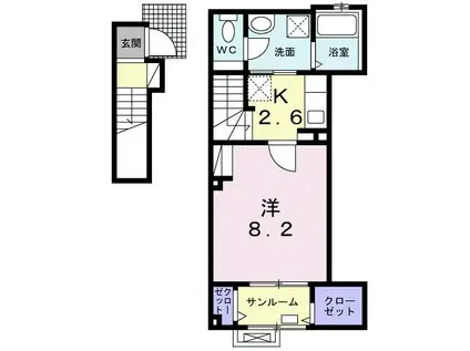 クランババ I(1K/2階)の間取り写真