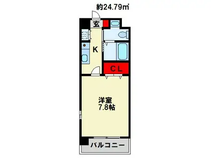 SANBOX大浦(1K/3階)の間取り写真