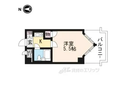 ライオンズマンション京都三条第2(1K/9階)の間取り写真