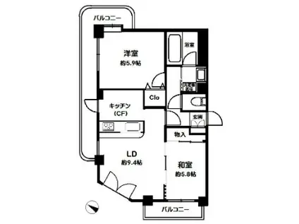 ライオンズマンション綾瀬第7(2LDK/3階)の間取り写真