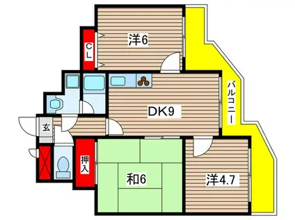 ライオンズマンション京都御室南(3DK/3階)の間取り写真