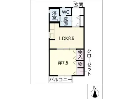 ルイール A棟(1LDK/1階)の間取り写真