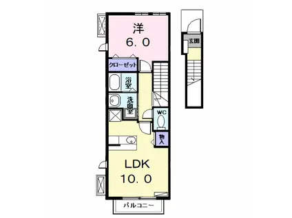 金船 ハウス(1LDK/2階)の間取り写真