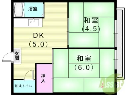 西村マンション(2DK/2階)の間取り写真