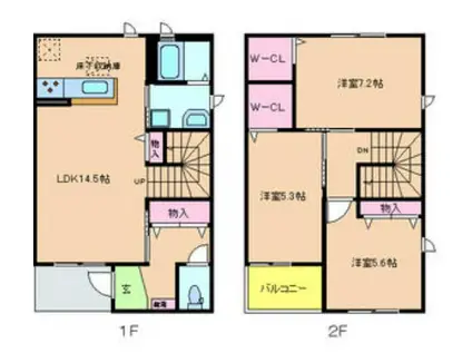 パルファンシャーメゾン(3LDK/1階)の間取り写真