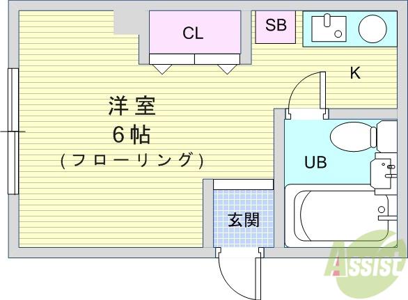 ハイツ石橋(ワンルーム/3階)の間取り写真