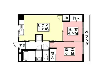 シャルム岐阜(2LDK/1階)の間取り写真