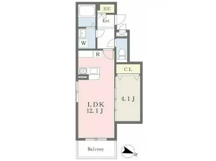 モアプラス西鉄久留米駅前(1LDK/1階)の間取り写真