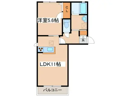 シャーメゾン和(1LDK/2階)の間取り写真