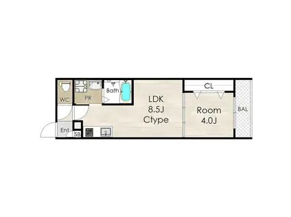 アバンティオ中百舌鳥(1LDK/1階)の間取り写真