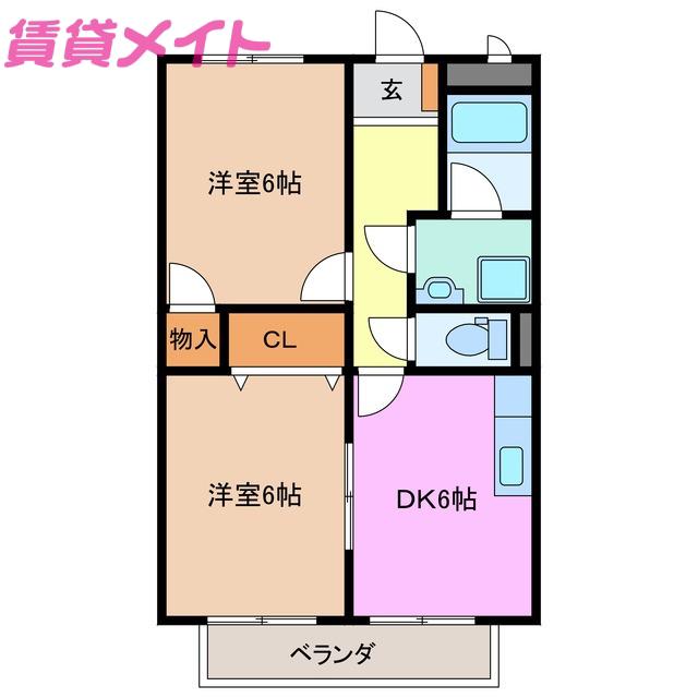 サープラスIIときわ(2DK/2階)の間取り写真
