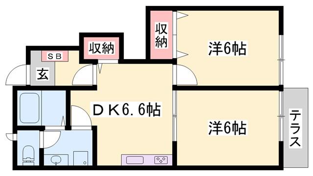 ピュアメゾン(2DK/1階)の間取り写真