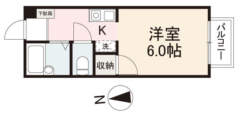 フォブール今里(1K/2階)の間取り写真