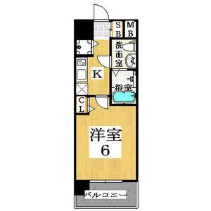 LUMINOUS桜川(1K/9階)の間取り写真