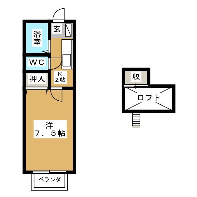 コーポ愛(1K/2階)の間取り写真