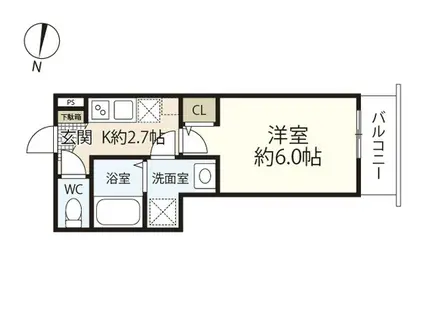 GREENHILL HATSUKAICHI(1K/1階)の間取り写真