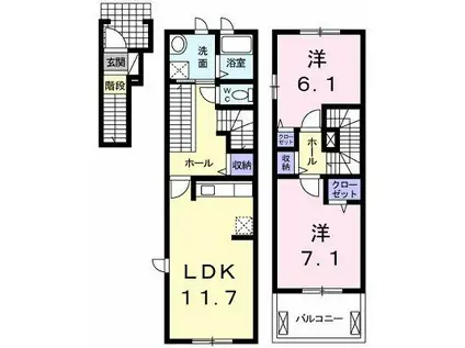 舞子坂ヒルズIII(2LDK/2階)の間取り写真