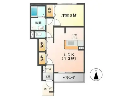 アンプティシャン(1LDK/1階)の間取り写真