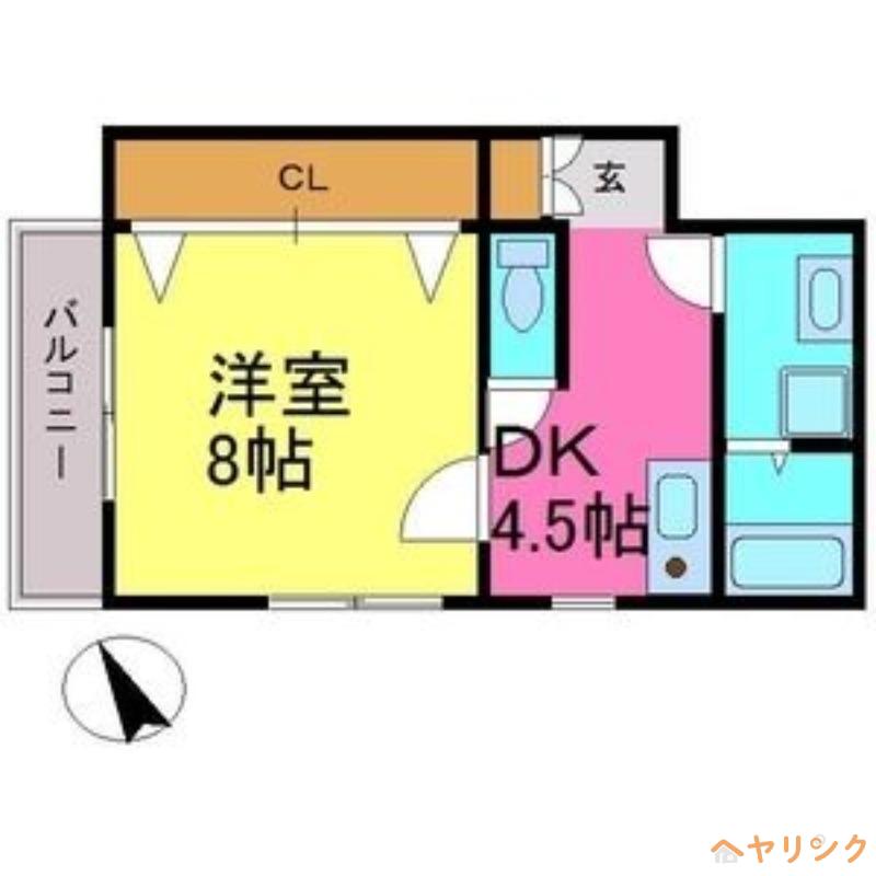 キャッスルM&K(1DK/4階)の間取り写真
