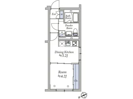 アトリオフラッツ中野新井薬師(1DK/2階)の間取り写真