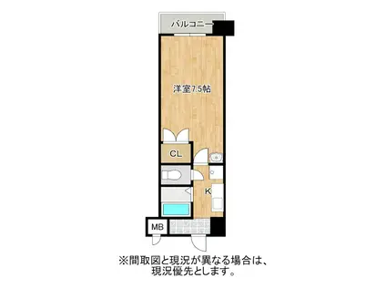 S.K CITY八幡(1K/9階)の間取り写真