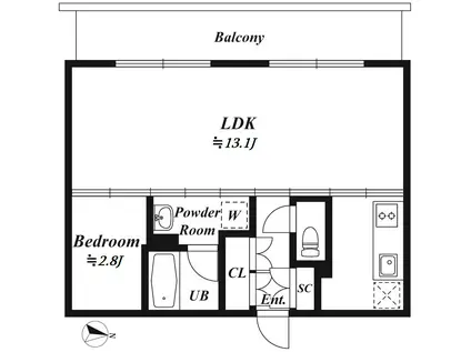 KOENJI CROSSOVER(1LDK/4階)の間取り写真