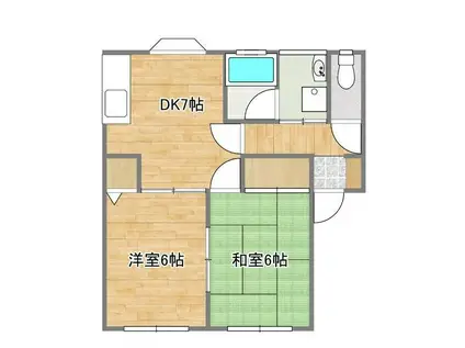 シャルムK(2DK/1階)の間取り写真
