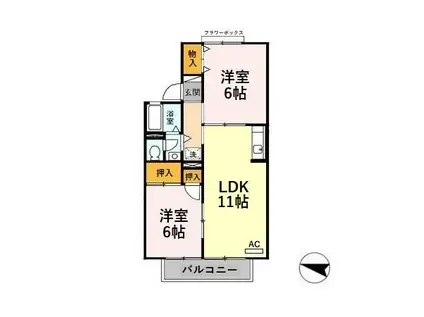 グランシャリオ結B(2LDK/2階)の間取り写真