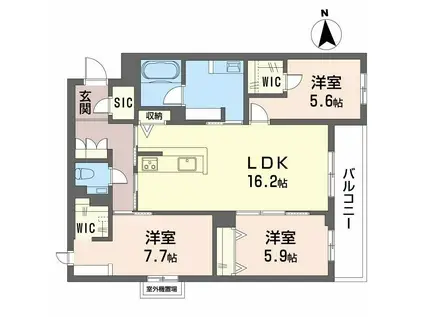 フレシア天王寺(3LDK/3階)の間取り写真