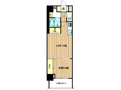 スプランディット上本町ウエストII(1LDK/6階)の間取り写真